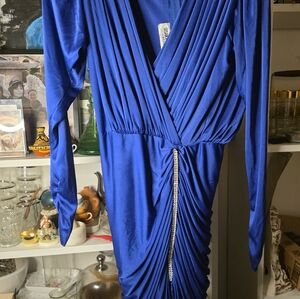 Vintage Susan Roselli For Vijack Electric Blue Ruched Dress